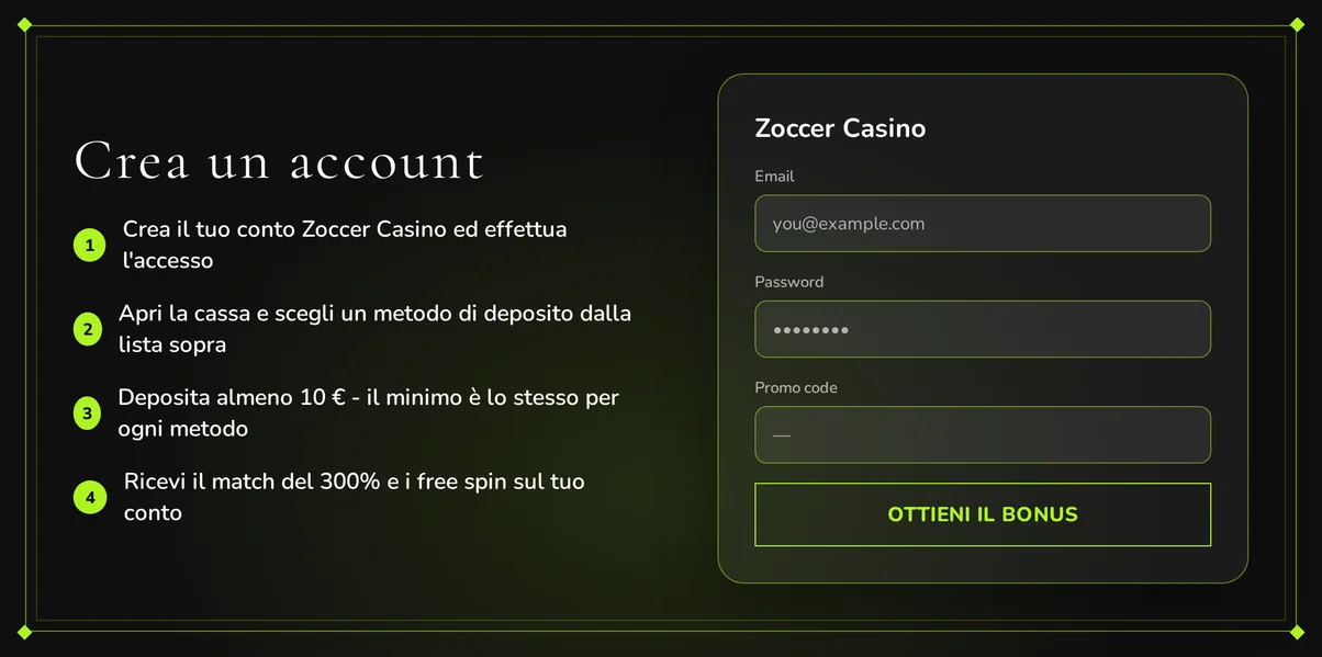Inserisci dati registrazione bonus.