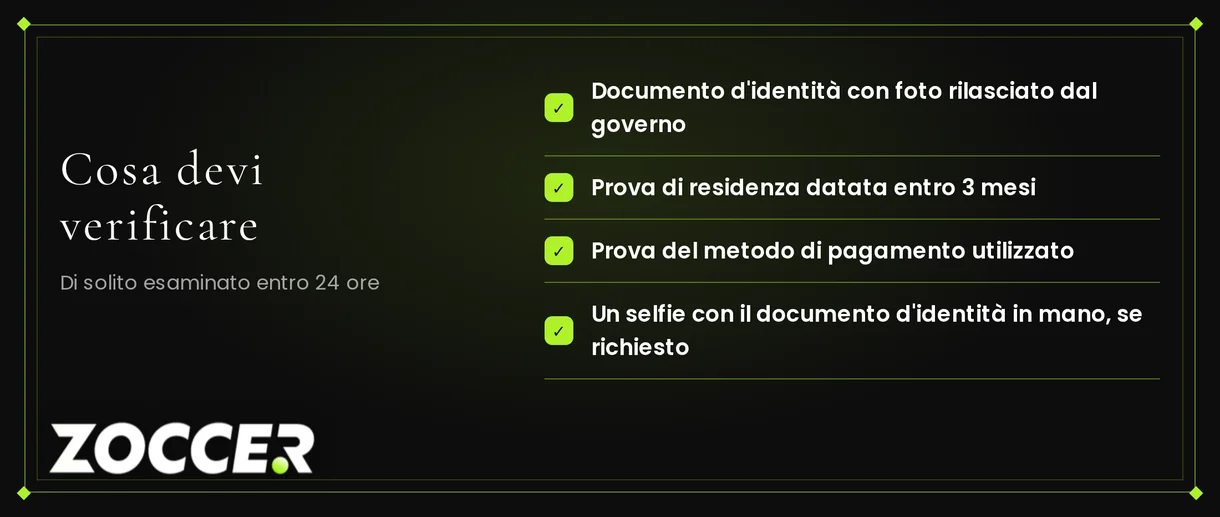 Documenti verifica identità richiesti